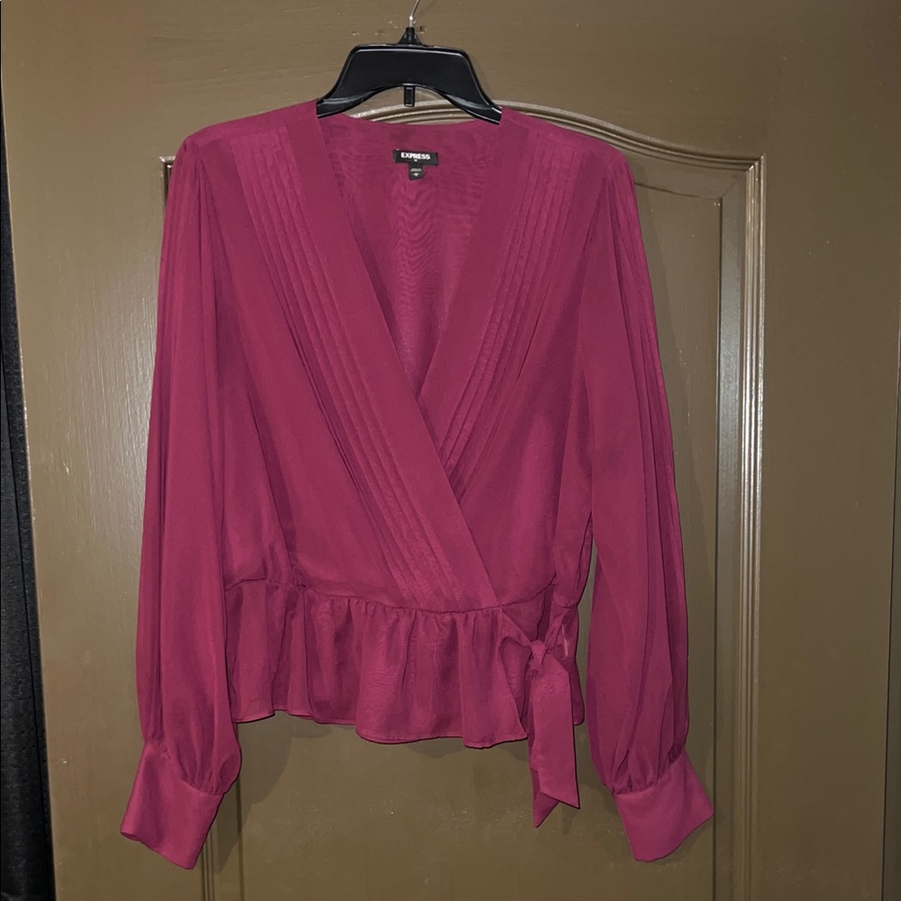 Express Magenta Wrap Blouse